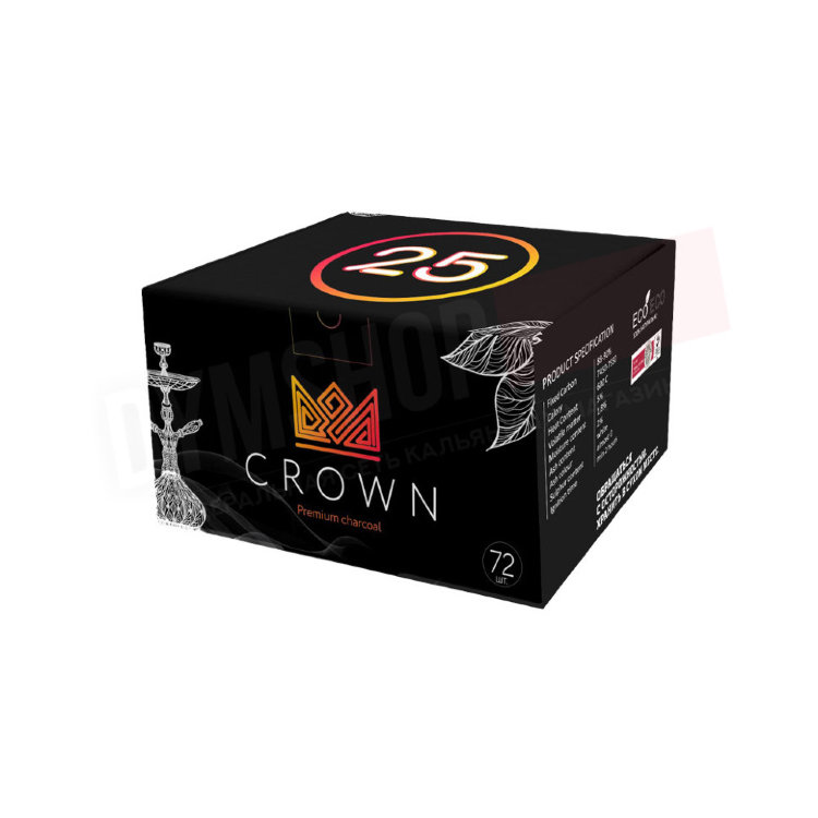 Уголь для кальяна Crown, размер 25, 72шт, 1кг